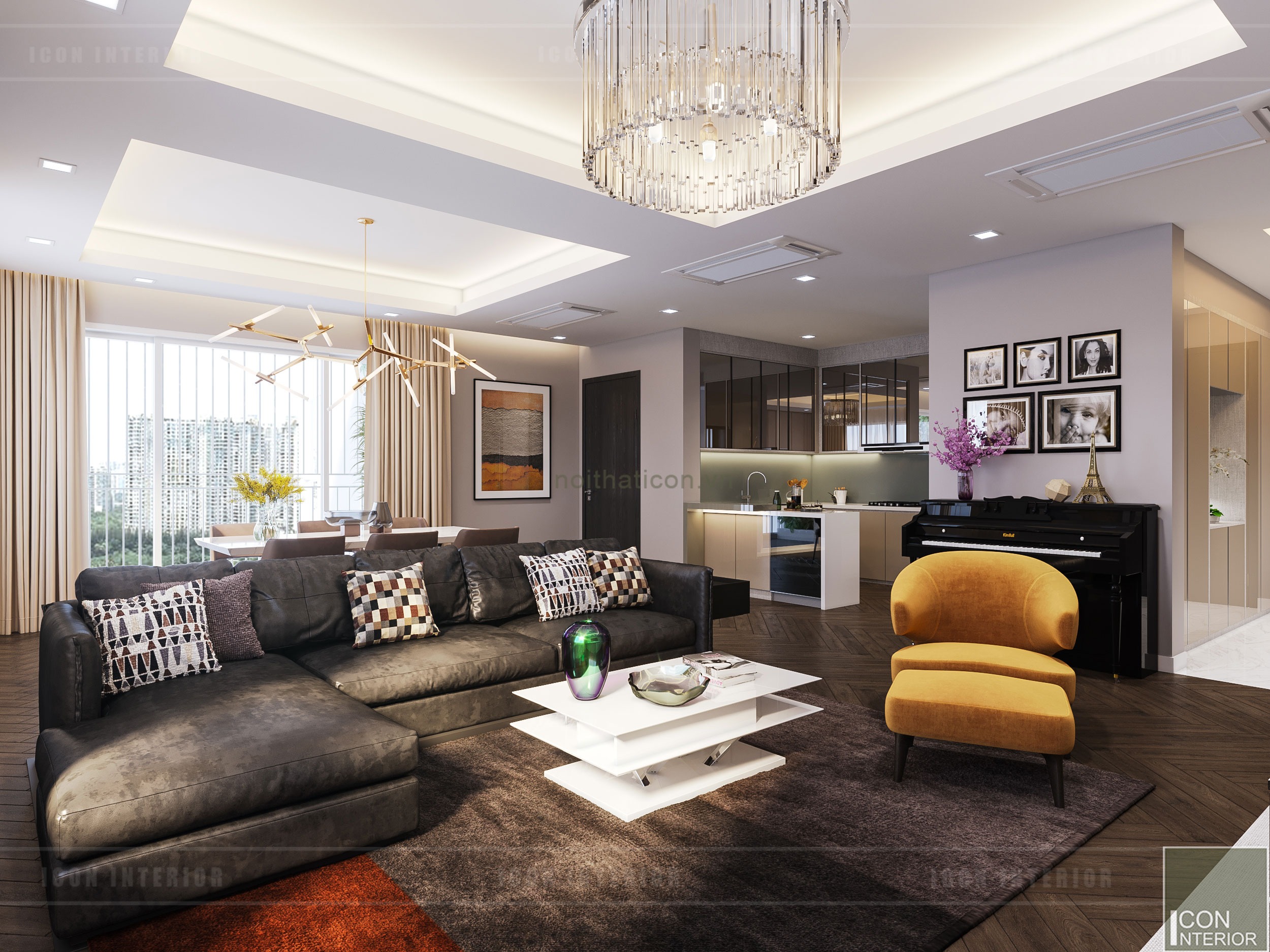 thiết kế căn hộ grand riverside - phòng khách