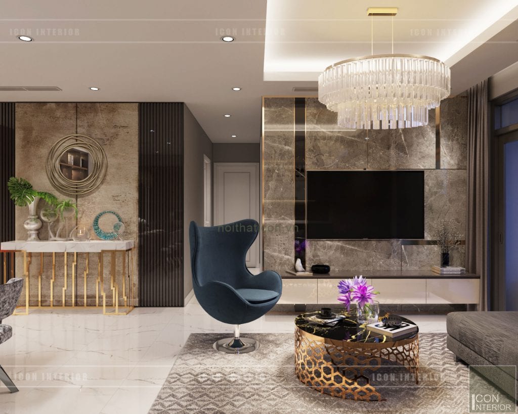 thiết kế nội thất căn hộ Landmark 6 Vinhomes Central Park - phòng khách