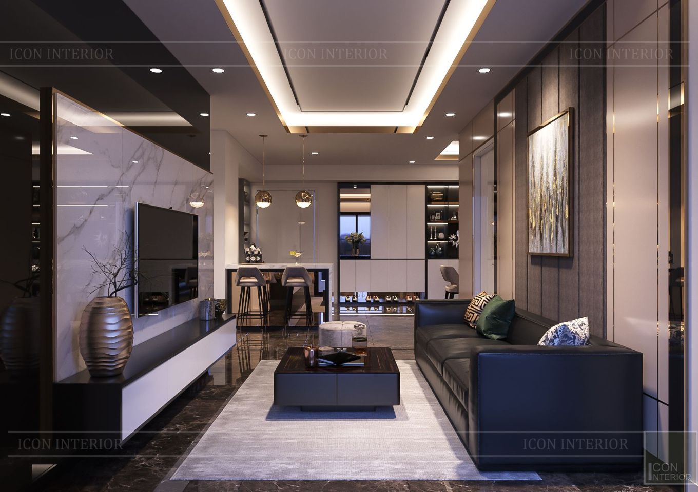 thiết kế nội thất căn hộ saigon royal residence - phòng khách