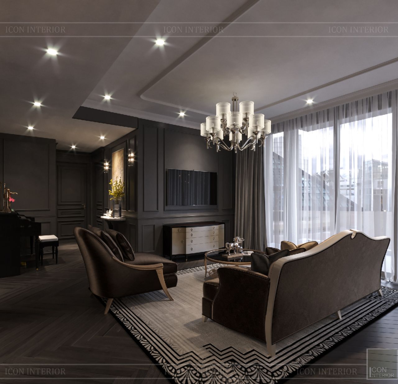 thiết kế phòng khách căn hộ Empire City