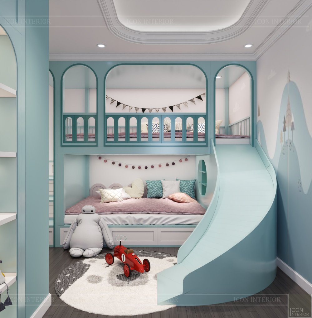 Mẫu thiết kế phòng ngủ đôi cho bé trai và bé gái đẹp
